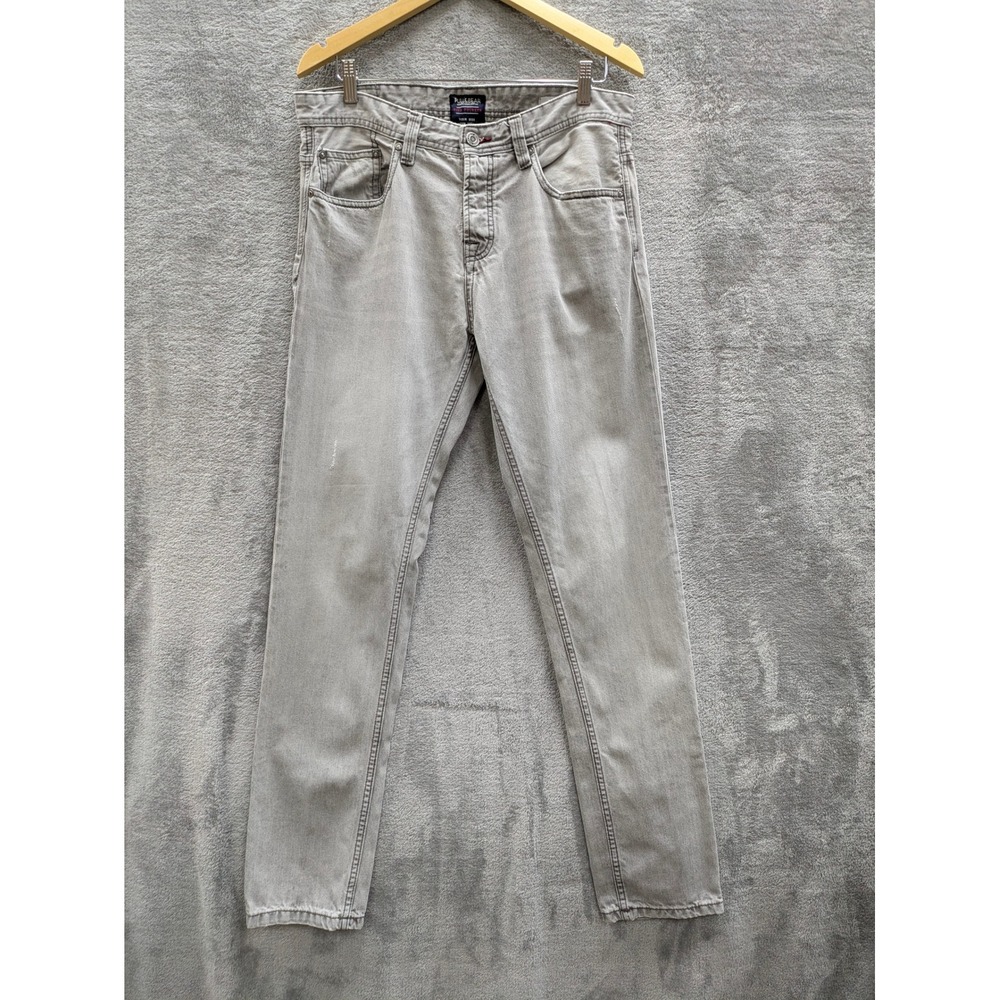 Streetwear Slim Fit Jeans Mens 32 Gray Pull&Bear Five Pocket Denim